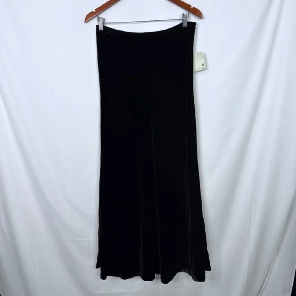 Vintage Liz Claiborne Velvet Maxi Skirt Women Size 6 Black‎ NWT